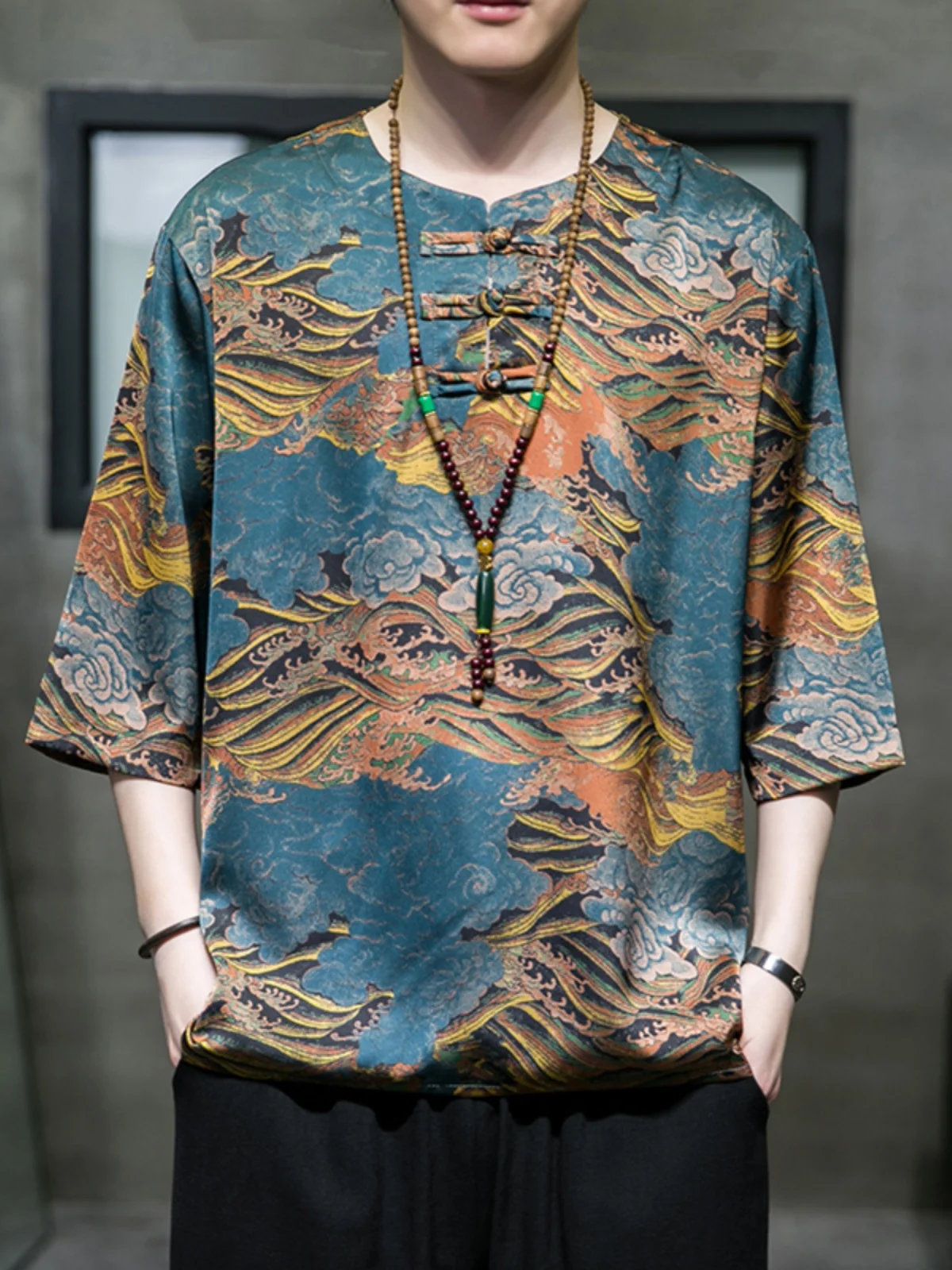 Мужская летняя футболка из ледяного шелка в стиле Ханьфу/Тан, модный свободный китайский топ с рукавом 3/4, новинка
Мужская летняя футболка из ледяного шелка в стиле Ханьфу/Тан, модный свободный китайский топ с рукавом 3/4, новинка