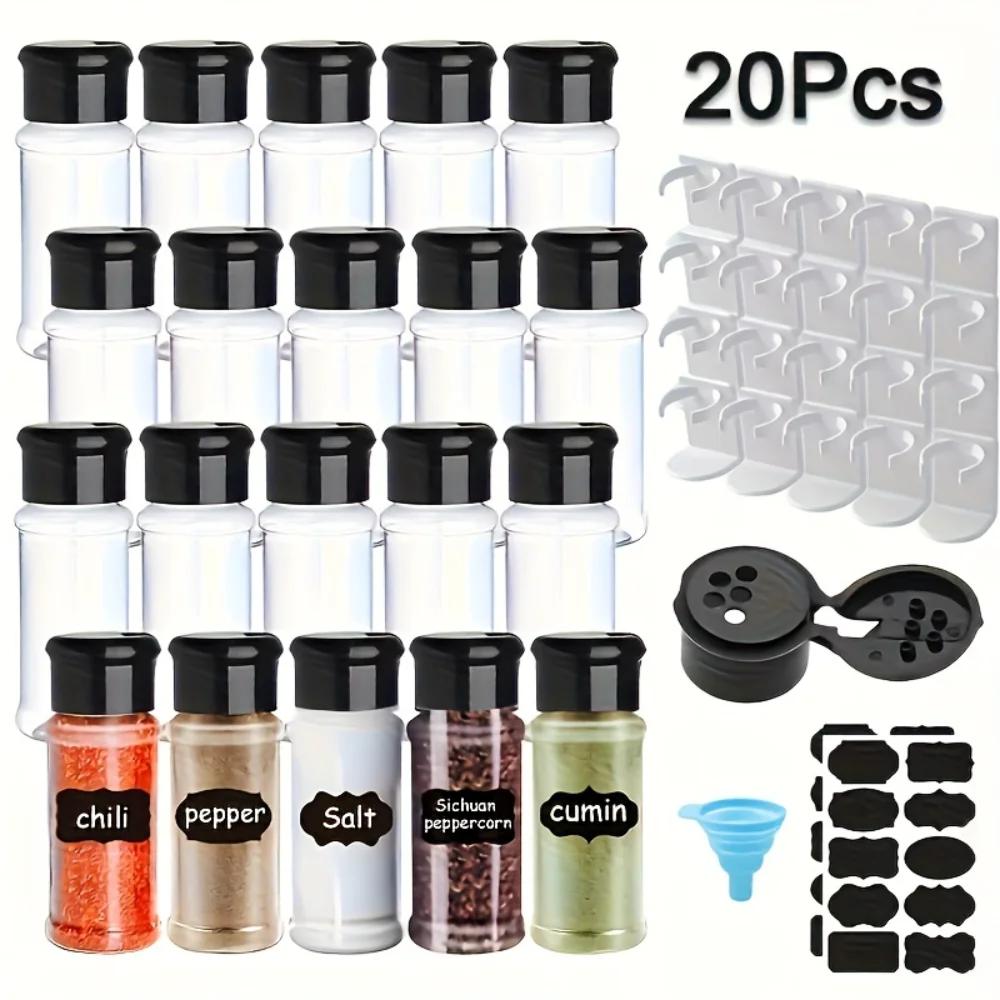 20-Piece Spice Jar Set With Clips - Reusable, Leak-Proof Plastic Seasoning Containers For Powders, Herbs & Sauces - Includes Fun
20-Piece Spice Jar Set With Clips - Reusable, Leak-Proof Plastic Seasoning Containers For Powders, Herbs & Sauces - Includes Fun