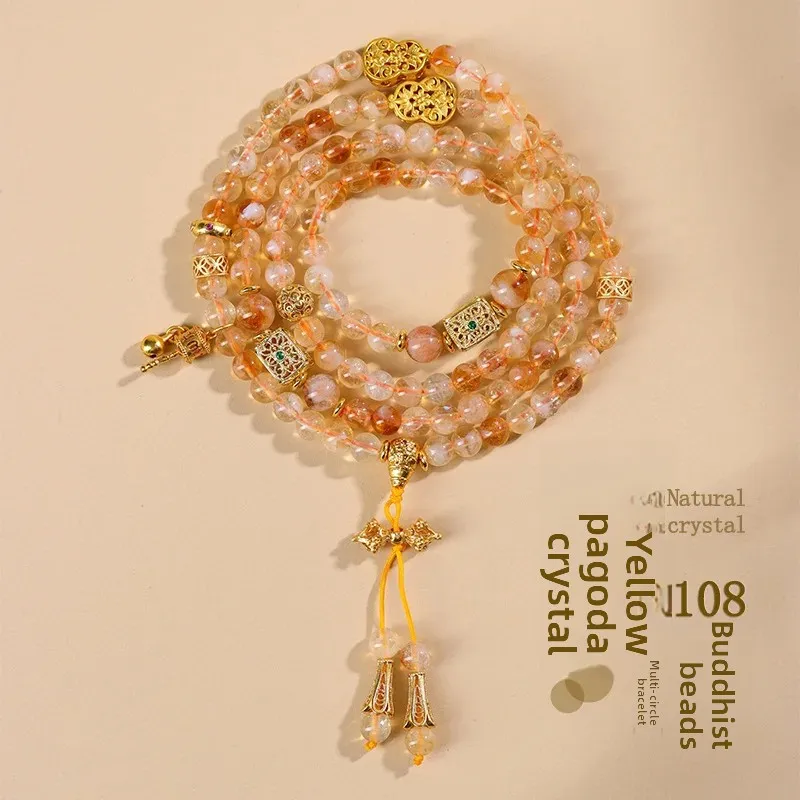 2026 Natural Yellow Tower Crystal 108 Beads Bracelet for Women Buddha Prayer Beads Multilayer New Chinese Style Handheld Jewelry
2026 Natural Yellow Tower Crystal 108 Beads Bracelet for Women Buddha Prayer Beads Multilayer New Chinese Style Handheld Jewelry