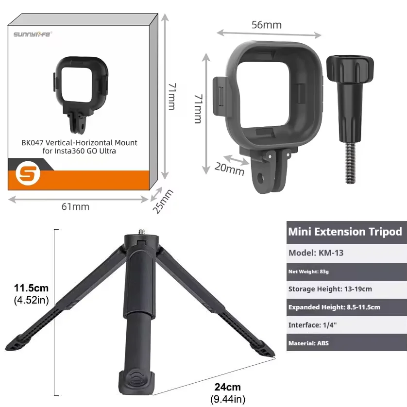 Quick Release Horizontal Vertical Mount Lightweight Foldable Expansion Adapter Protective Bracket Frame for Insta360 Go Ultra
Quick Release Horizontal Vertical Mount Lightweight Foldable Expansion Adapter Protective Bracket Frame for Insta360 Go Ultra