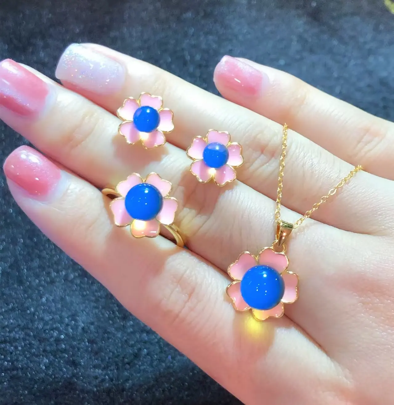 Blue Amber Trinity Jewelry Set Earrings 5mm / Necklace 7mm / Ring 8mm - The Ultimate Sweet Romantic Gift Of Eternal Devotion
Blue Amber Trinity Jewelry Set Earrings 5mm / Necklace 7mm / Ring 8mm - The Ultimate Sweet Romantic Gift Of Eternal Devotion