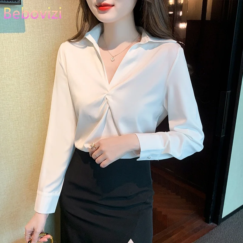 Casual Long Sleeve Women's Blouse 2022 Spring New White V-neck Shirt for Women Korean Tops
Casual Long Sleeve Women's Blouse 2022 Spring New White V-neck Shirt for Women Korean Tops