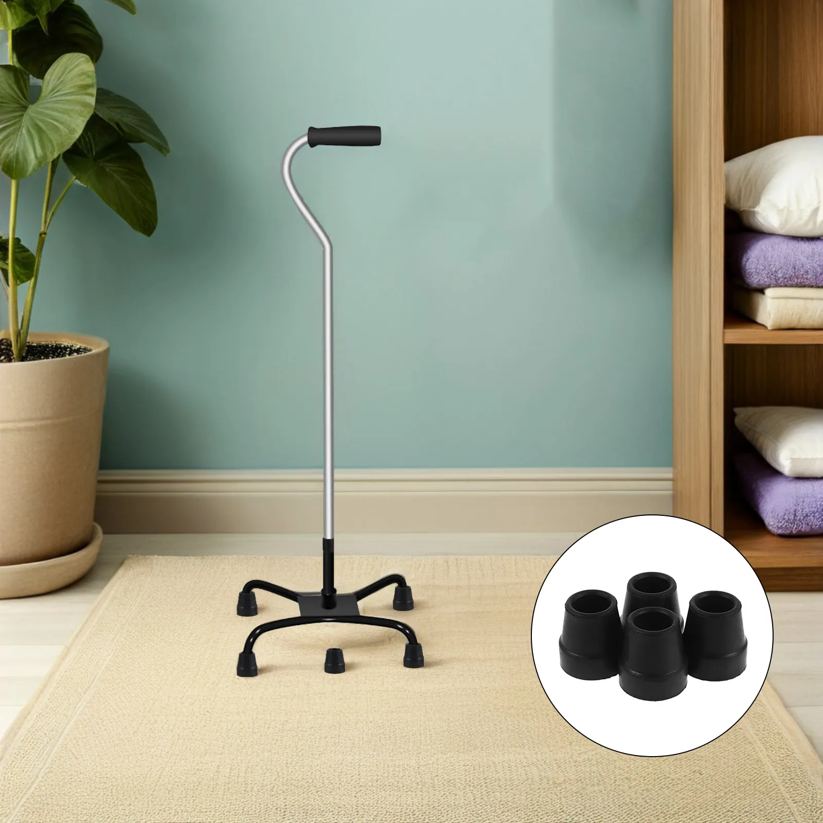 4Pcs Replacement Quad Cane Tips Non-Slip Rubber Foot for Walking Stick Stability Anti-Skid Heavy Duty Cane Base Tip for Elderly
4Pcs Replacement Quad Cane Tips Non-Slip Rubber Foot for Walking Stick Stability Anti-Skid Heavy Duty Cane Base Tip for Elderly