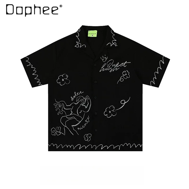 Men Vintage Hand Sketch Figure Floral Print Black Camp Collar Short Sleeve Shirt Beige Casual Summer Streetwear Blouse
Men Vintage Hand Sketch Figure Floral Print Black Camp Collar Short Sleeve Shirt Beige Casual Summer Streetwear Blouse