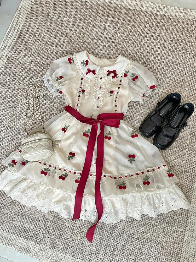 Japanese Sweet Doll Collar Cherry Print Dress Women New Preppy Style Lolita Fashion Dress Harajuku Kawaii Fit Chic Clothes 2025
Japanese Sweet Doll Collar Cherry Print Dress Women New Preppy Style Lolita Fashion Dress Harajuku Kawaii Fit Chic Clothes 2025