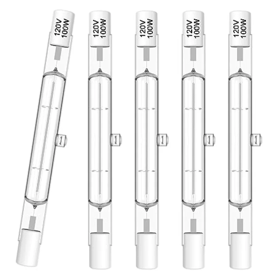 R7S Bulbs, 5 Pack Halogen Bulbs R7S 78mm T3 100W 120V, 1050lm J-Type Halogen Light Bulb with Long Lifespan, 3-inch Long Double
R7S Bulbs, 5 Pack Halogen Bulbs R7S 78mm T3 100W 120V, 1050lm J-Type Halogen Light Bulb with Long Lifespan, 3-inch Long Double