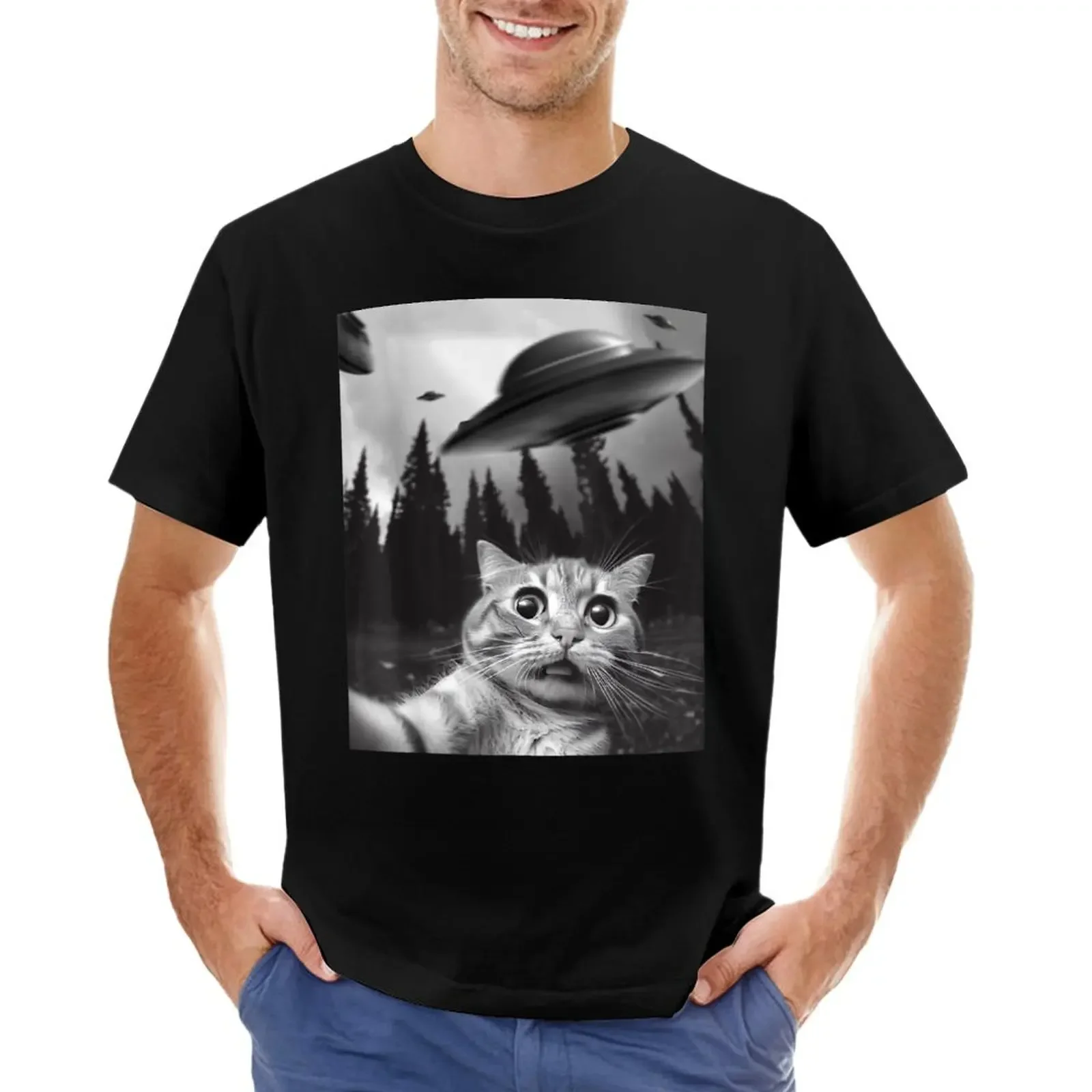 Funny Cat Selfie with UFOs T-shirt anime clothes quick drying mens plain t shirts
Funny Cat Selfie with UFOs T-shirt anime clothes quick drying mens plain t shirts