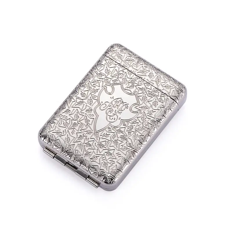 New Metal Three-open Clamshell Cigarette Case Can Hold 14 Cigarettes Ancient Silver Craft Built-in Elastic Band Cigarette Case
New Metal Three-open Clamshell Cigarette Case Can Hold 14 Cigarettes Ancient Silver Craft Built-in Elastic Band Cigarette Case