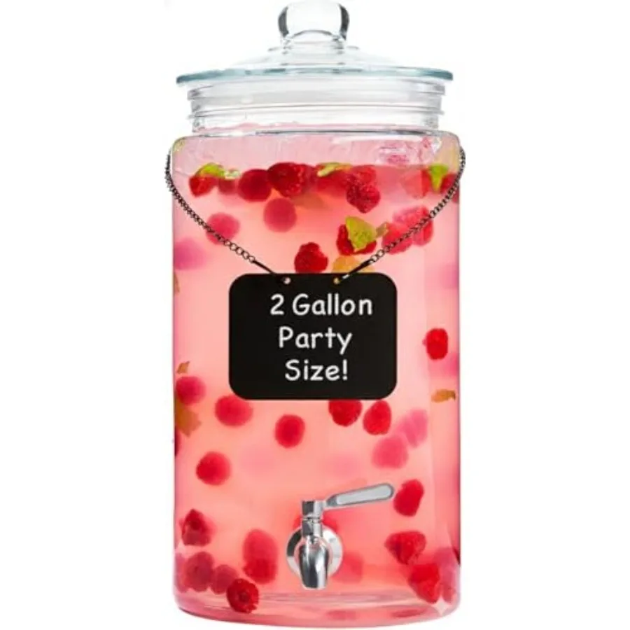 2 Gallon Glass Drink Dispenser with Spout for Parties - Tall Airtight Mason Style Beverage Serveware Stand with Metal Spigot fo
2 Gallon Glass Drink Dispenser with Spout for Parties - Tall Airtight Mason Style Beverage Serveware Stand with Metal Spigot fo