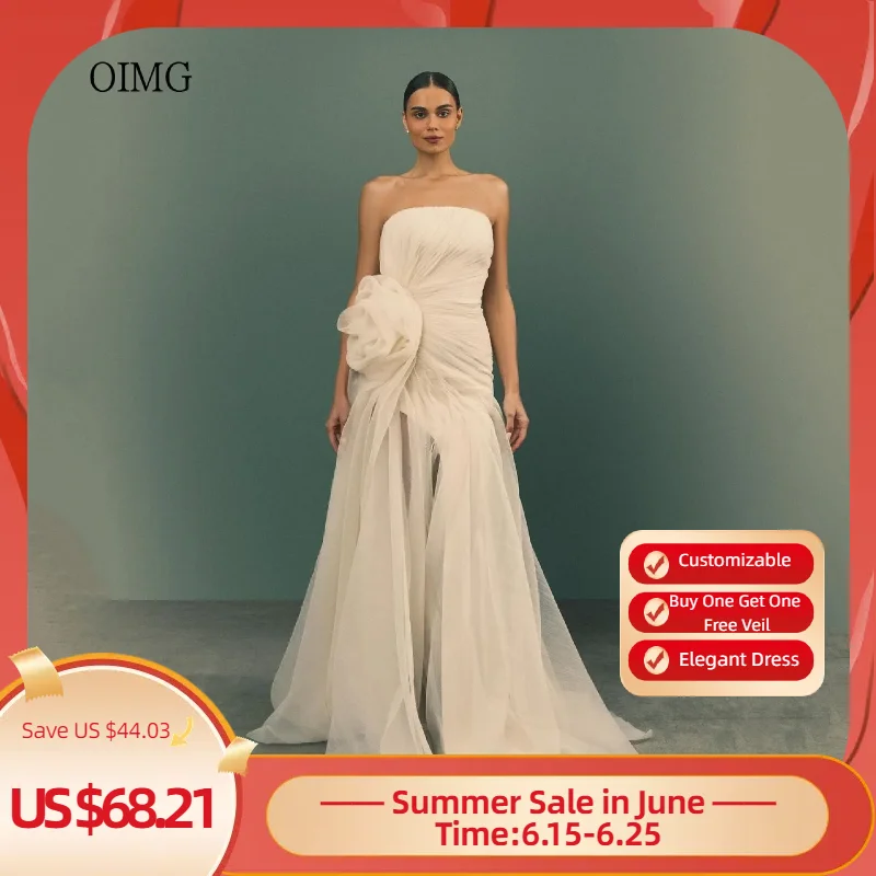 OIMG Ivory A-line Wedding Dress Strapless With Flower Bride Dresses Floor Length Wedding Gowns vestidos de novia Customized
OIMG Ivory A-line Wedding Dress Strapless With Flower Bride Dresses Floor Length Wedding Gowns vestidos de novia Customized