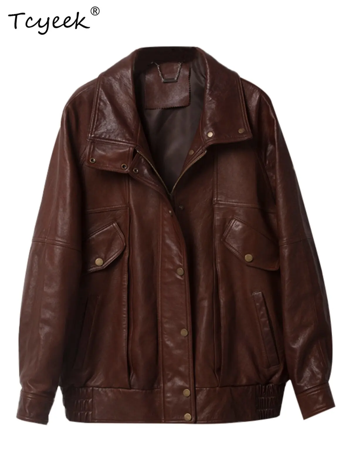 Tcyeek Real Leather Jacket Women and Men Spring Autumn Womens Coats Natural Sheepskin Coat Loose Fit Stand Collar Jaqueta Couro
Tcyeek Real Leather Jacket Women and Men Spring Autumn Womens Coats Natural Sheepskin Coat Loose Fit Stand Collar Jaqueta Couro