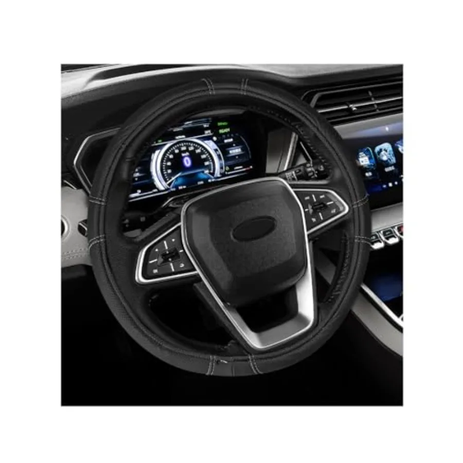 Car Steering Wheel Cover, 15 Inch Breathable Leather Automotive Steering Wheel Protector, Anti-Slip Comfortable Wheel Cover Int
Car Steering Wheel Cover, 15 Inch Breathable Leather Automotive Steering Wheel Protector, Anti-Slip Comfortable Wheel Cover Int