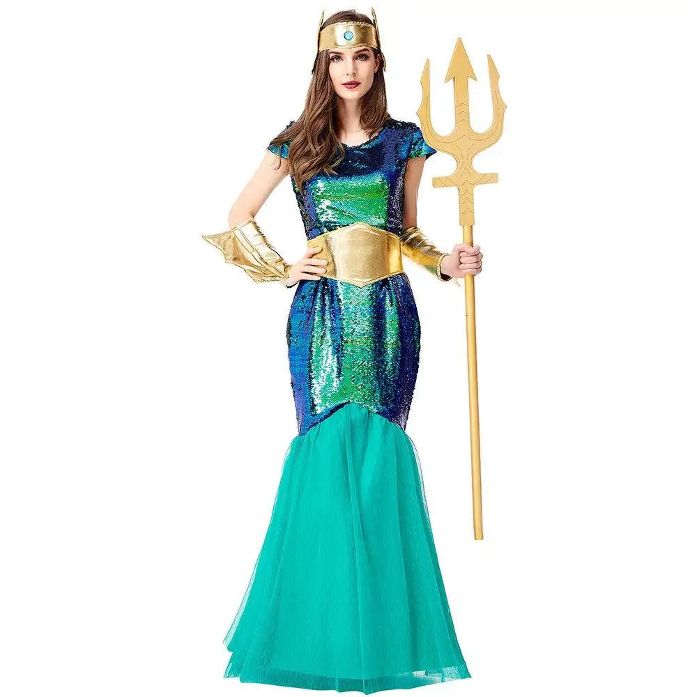 Adult Women Ocean Sea Mermaid Fish Queen Princess Short Sleeves Dress Halloween Cosplay Costumes Role Play Outfit
Adult Women Ocean Sea Mermaid Fish Queen Princess Short Sleeves Dress Halloween Cosplay Costumes Role Play Outfit