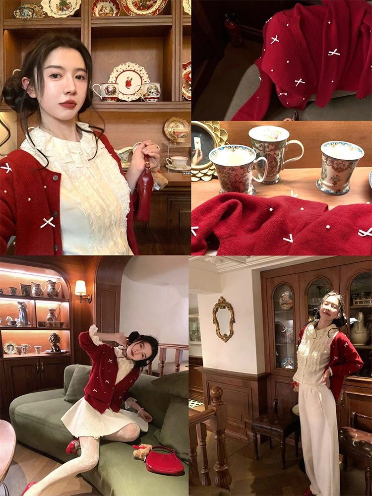 Elegant Cherry Mousse Knitted Woolen Cardigan Shirt Set with Knot Design Sweet Style Women's Online Exclusive Sprin...
Elegant Cherry Mousse Knitted Woolen Cardigan Shirt Set with Knot Design Sweet Style Women's Online Exclusive Sprin...