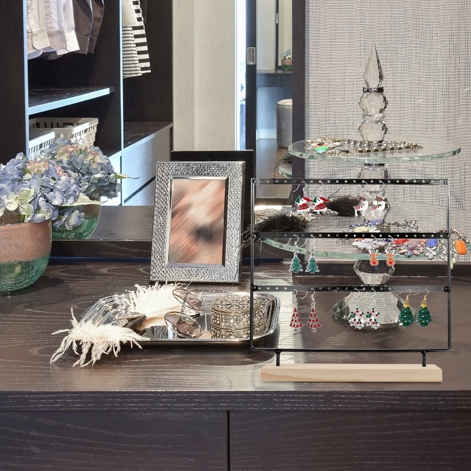 Подставка для украшений, 1 шт., железная с деревянными элементами, регулируемая, 3-ярусная, органайзер для дома и магазина, для серег, ожерелий, браслетов
Подставка для украшений, 1 шт., железная с деревянными элементами, регулируемая, 3-ярусная, органайзер для дома и магазина, для серег, ожерелий, браслетов