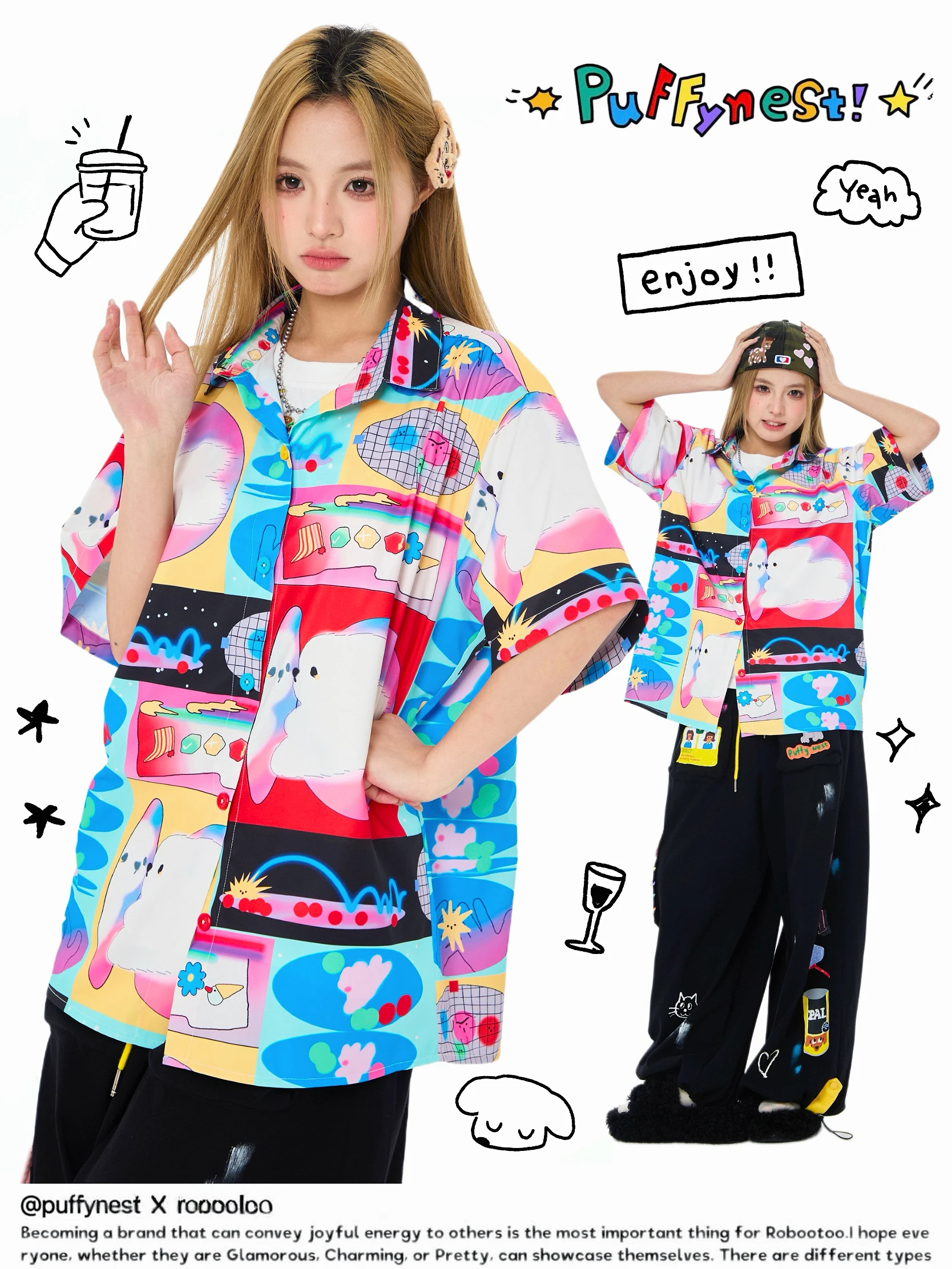 Puffynest Original Illustration Artist Ghostma Girl Print Oversize Short Sleeve Shirt Spring Summer Artistic Loose Polyester ...
Puffynest Original Illustration Artist Ghostma Girl Print Oversize Short Sleeve Shirt Spring Summer Artistic Loose Polyester ...
