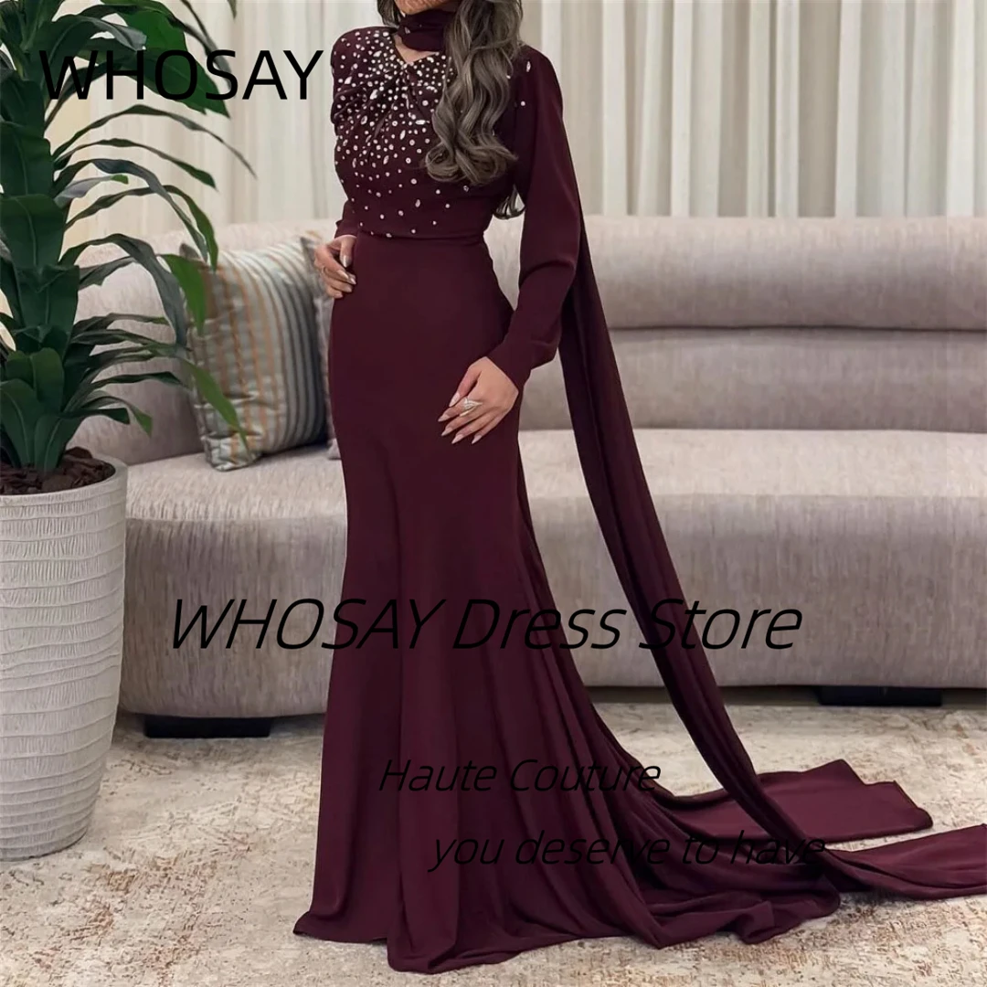WHOSAY Little V Neck Prom Dresses Ruched Beaded Evening Gowns Saudi Women Wear Long Sleeves Formal Occasion Dress Customized
WHOSAY Little V Neck Prom Dresses Ruched Beaded Evening Gowns Saudi Women Wear Long Sleeves Formal Occasion Dress Customized
