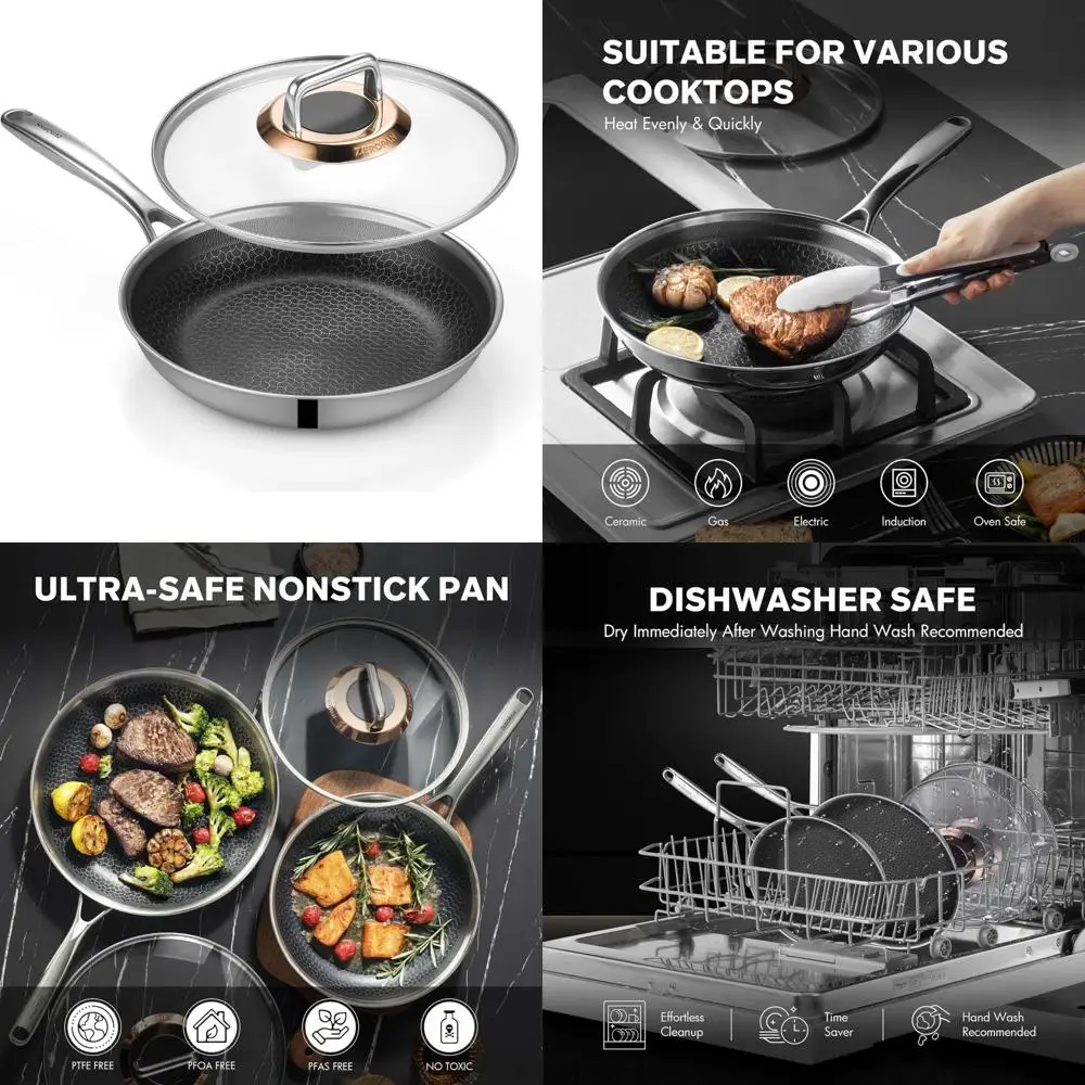 Oven-Safe Nonstick Frying Pan 10-Inch with Lid, Cool Handle, Dishwasher Safe, Heat Resistant up to 600°F, Perfect for Everyday C
Oven-Safe Nonstick Frying Pan 10-Inch with Lid, Cool Handle, Dishwasher Safe, Heat Resistant up to 600°F, Perfect for Everyday C