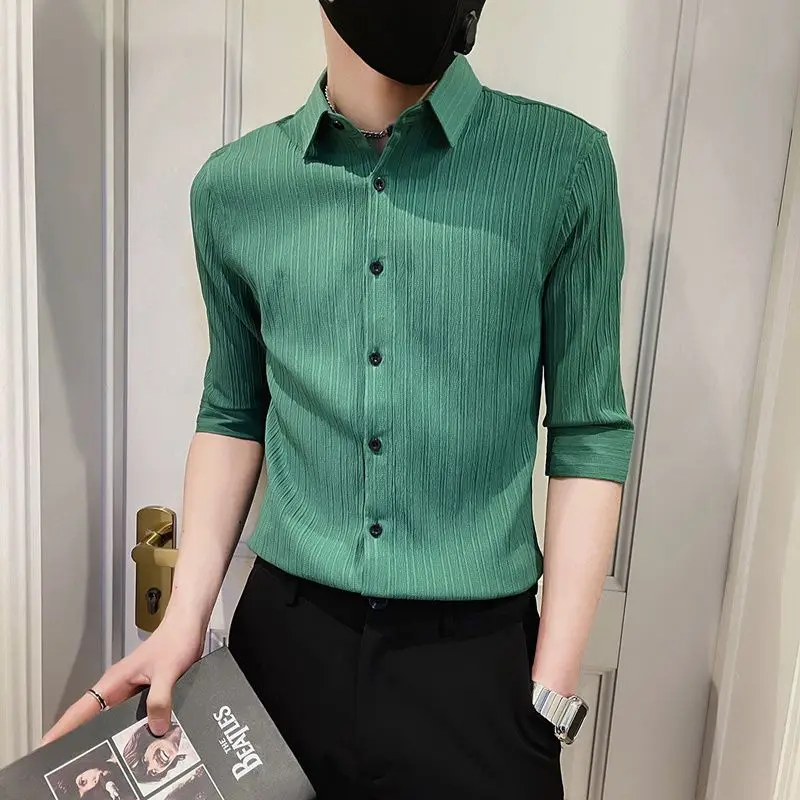 Business Casual Solid Color Shirts Spring Summer All-match Men's Clothing Turn-down Collar Stylish Korean Single-breasted Shirts
Business Casual Solid Color Shirts Spring Summer All-match Men's Clothing Turn-down Collar Stylish Korean Single-breasted Shirts