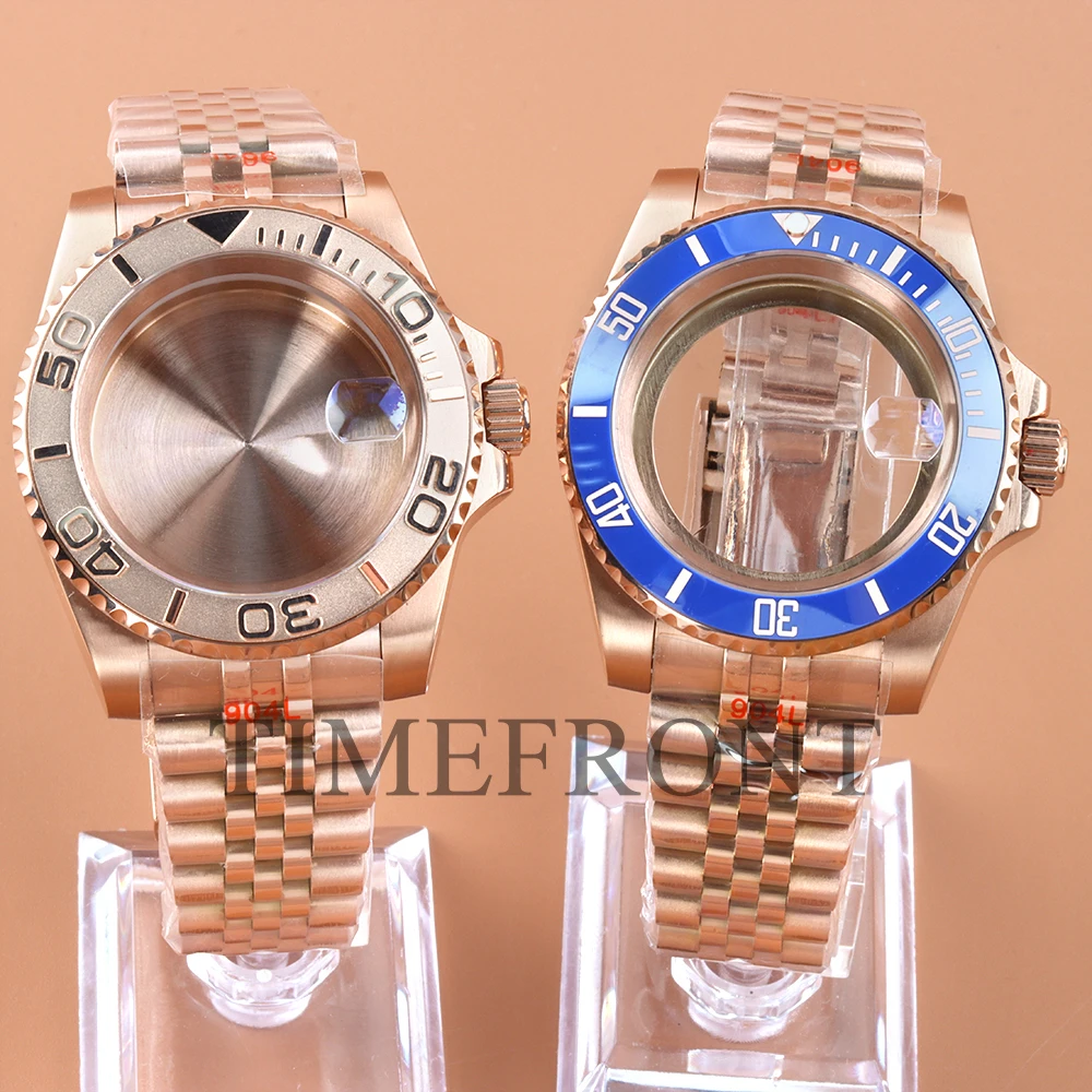 Rose Gold 40mm Watch Case Jubilee Bracelet Sapphire Glass Case Fit YACHT-MASTER SUB GMT NH34 NH35 NH36 NH38 Movement 28.5mm Dial 
Rose Gold 40mm Watch Case Jubilee Bracelet Sapphire Glass Case Fit YACHT-MASTER SUB GMT NH34 NH35 NH36 NH38 Movement 28.5mm Dial