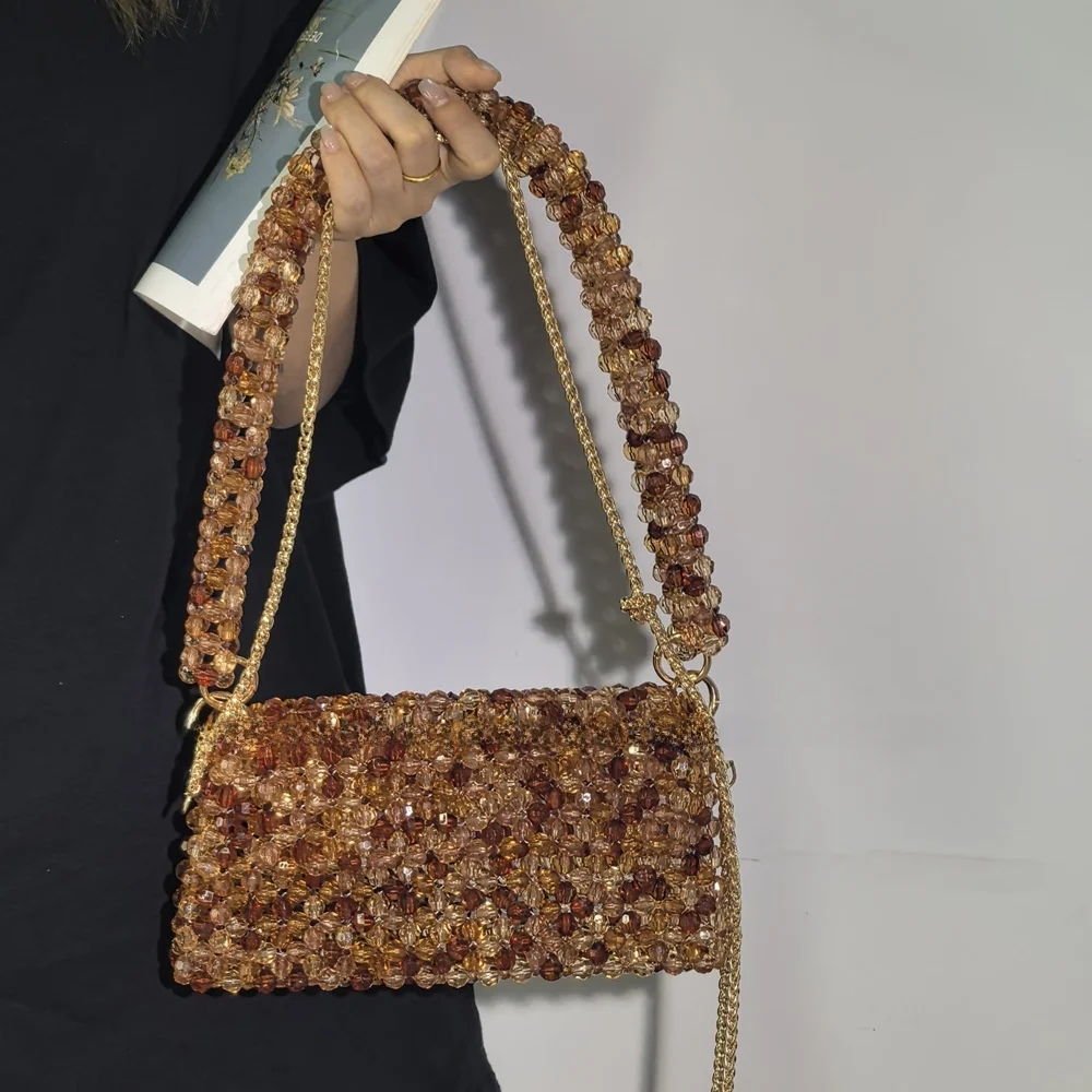 Handmade Beaded Acrylic Crossbody Bag Fashionable Handheld Single Shoulder Bag Chain Link Handbag Stylish Polyester Tote
Handmade Beaded Acrylic Crossbody Bag Fashionable Handheld Single Shoulder Bag Chain Link Handbag Stylish Polyester Tote