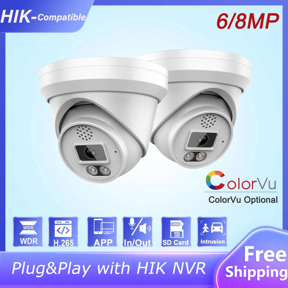 HIK Compatible 6/8MP ColorVu CCTV Security Protection Surveillance IP Camera Audio Sound Alarm Plug&Play with HIK NVR p2p view
HIK Compatible 6/8MP ColorVu CCTV Security Protection Surveillance IP Camera Audio Sound Alarm Plug&Play with HIK NVR p2p view