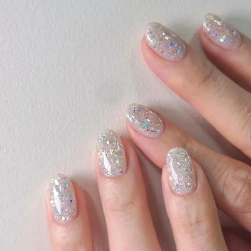 24Pcs Shiny Powder Sequin with Design False Nails Short Round Head Press on Fake Nails Full Cover Simple Reusable Manicure Tips
24Pcs Shiny Powder Sequin with Design False Nails Short Round Head Press on Fake Nails Full Cover Simple Reusable Manicure Tips