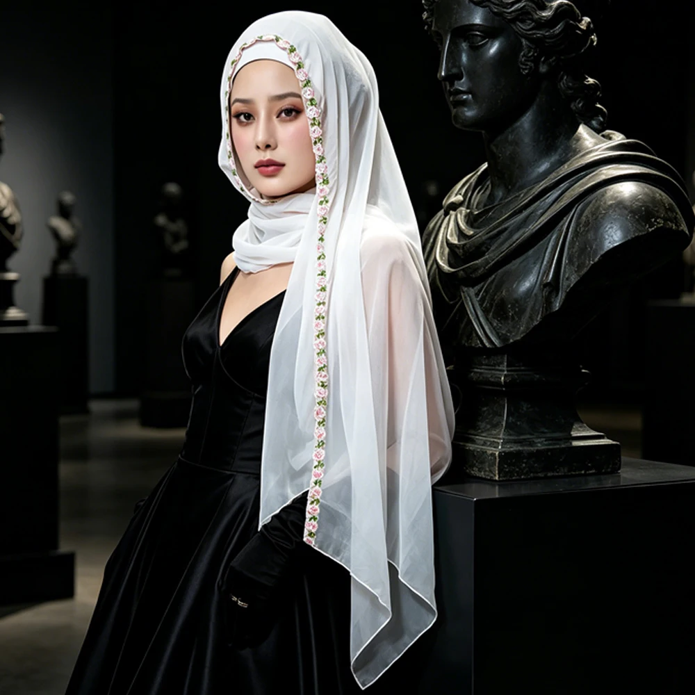 Women Embroidery Solid Color Chiffon Long Scarf Ethnic Fashion Shawl Wrap Muslim Hijab Islam Stoles Scarves Bandanas 170*80cm
Women Embroidery Solid Color Chiffon Long Scarf Ethnic Fashion Shawl Wrap Muslim Hijab Islam Stoles Scarves Bandanas 170*80cm