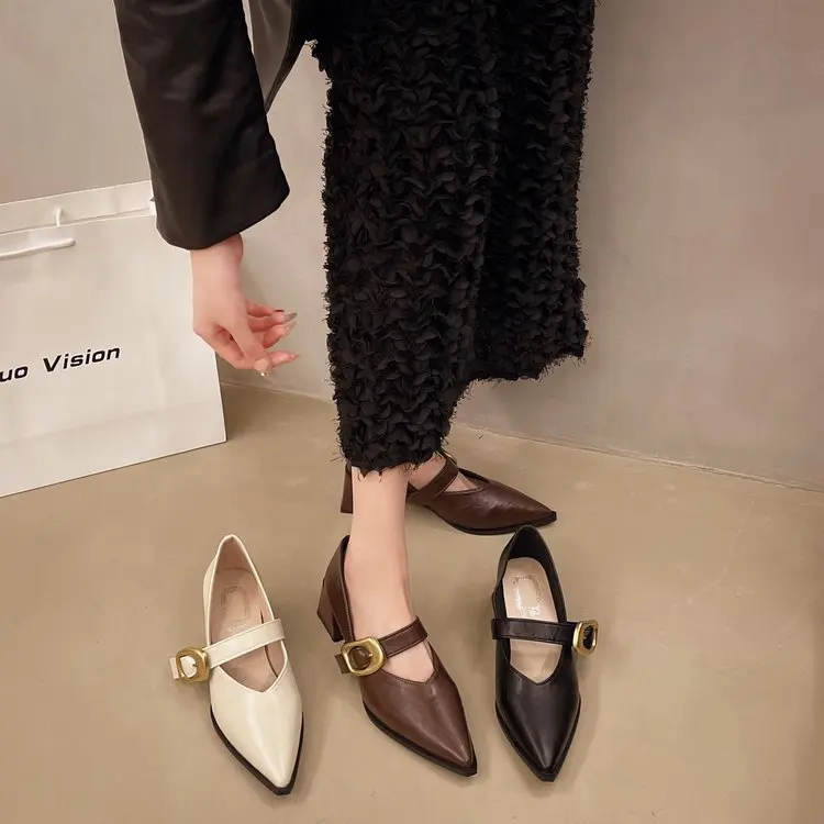 Retro Spring Autumn Women's High Heeled Pointed Toe Pumps Comfortable Pu Leather Mid Heel Single Shoes
Retro Spring Autumn Women's High Heeled Pointed Toe Pumps Comfortable Pu Leather Mid Heel Single Shoes