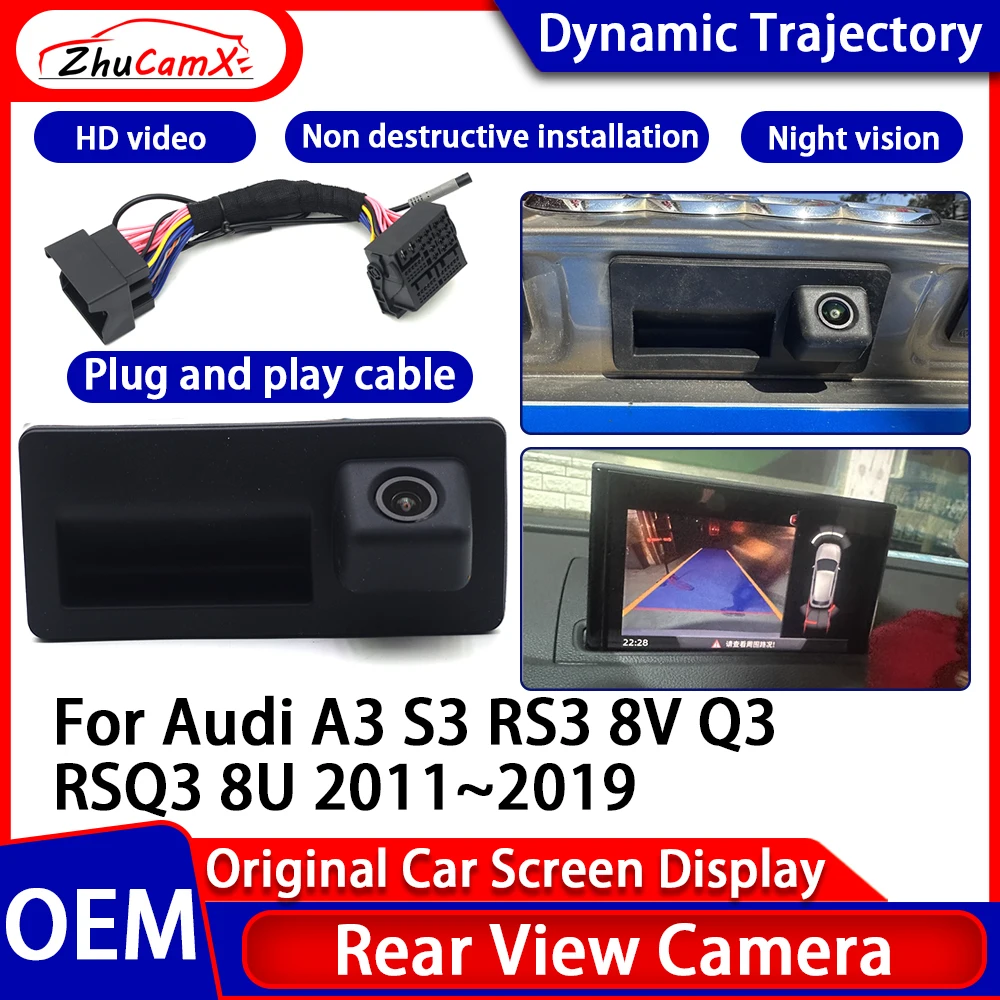 for Audi A3 S3 RS3 8V Q3 RSQ3 8U 2011~2019 Car Trunk Reverse Rear View Camera Tailgate Handle Dynamic Trajectory HD Night Vision
for Audi A3 S3 RS3 8V Q3 RSQ3 8U 2011~2019 Car Trunk Reverse Rear View Camera Tailgate Handle Dynamic Trajectory HD Night Vision