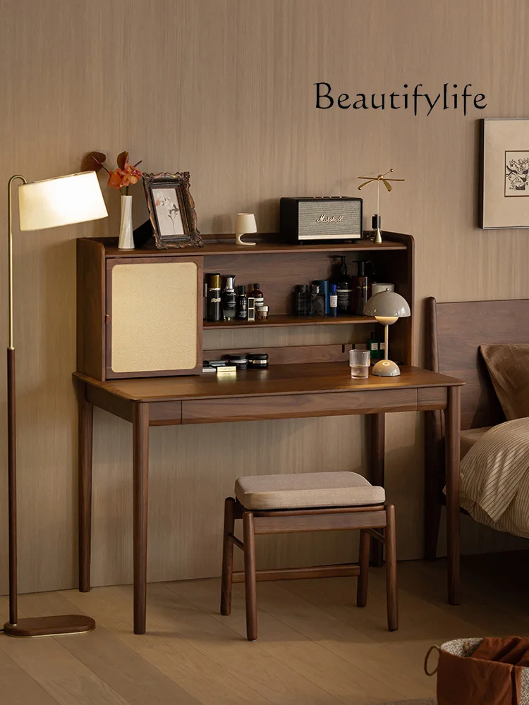 Nordic medieval home furnishing black walnut study desk solid wood desk all solid wood workbench
Nordic medieval home furnishing black walnut study desk solid wood desk all solid wood workbench