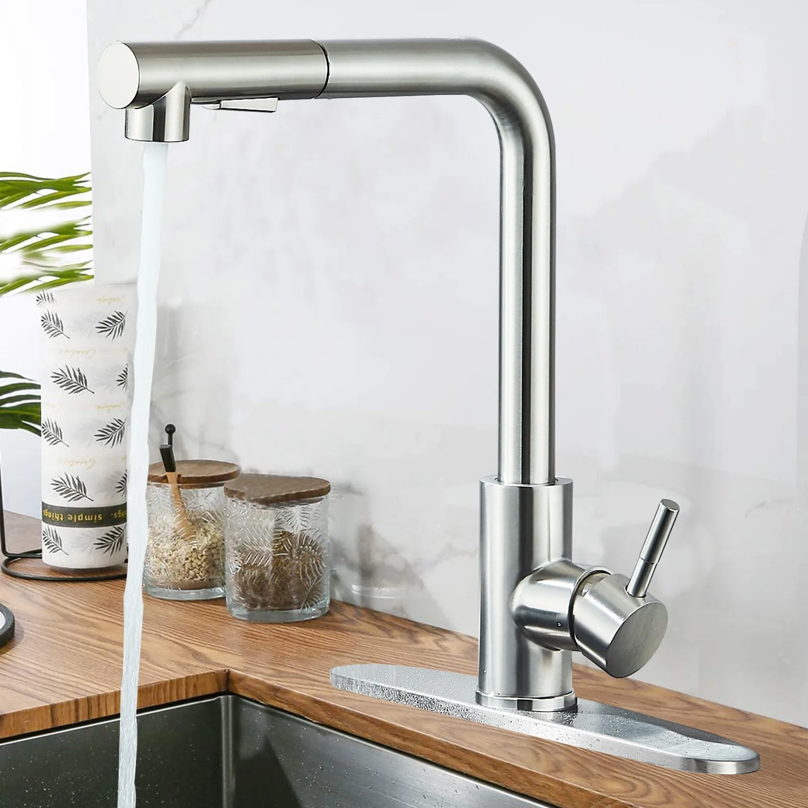 Stainless Steel Kitchen Sink Faucet with Pull Down Sprayer Single Handle Swivel Mixer Tap for Modern Bathroom and Home Use
Stainless Steel Kitchen Sink Faucet with Pull Down Sprayer Single Handle Swivel Mixer Tap for Modern Bathroom and Home Use