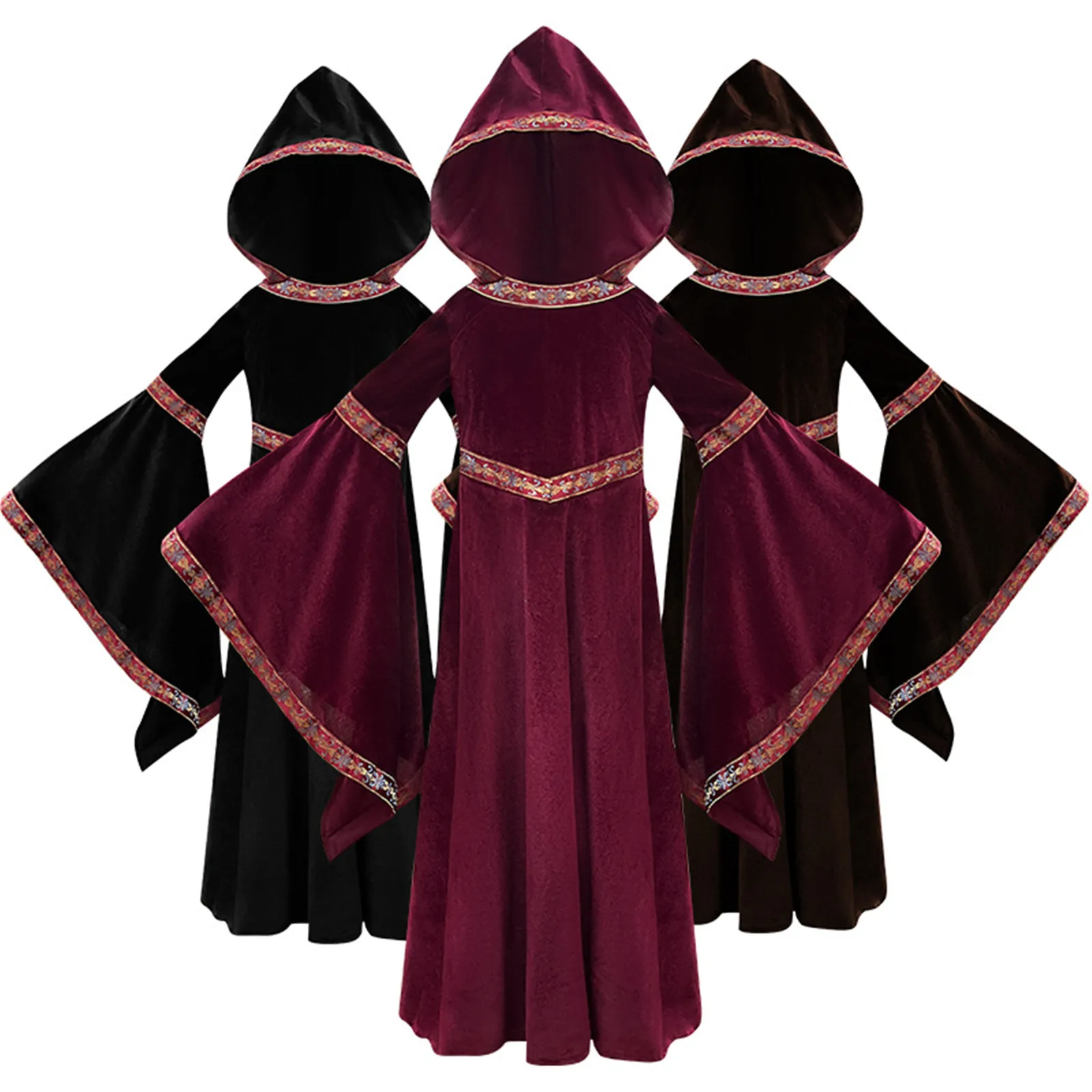 Adult Women Medieval Princess Renaissance Cosplay Costume Hooded Robe Dress Halloween Bell Sleeve A Line Dress
Adult Women Medieval Princess Renaissance Cosplay Costume Hooded Robe Dress Halloween Bell Sleeve A Line Dress
