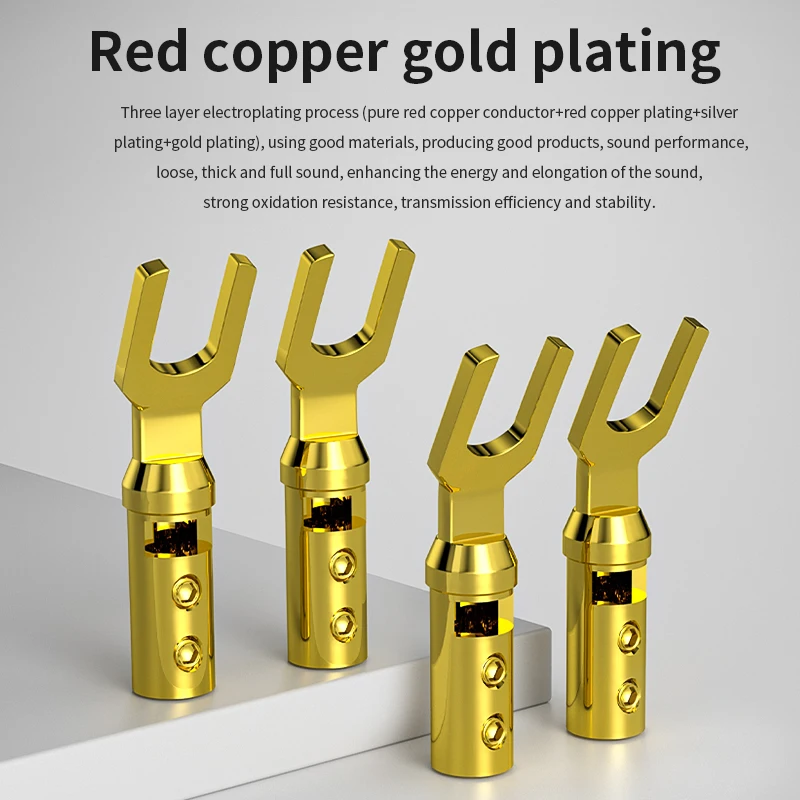 gold-plated HiFi Y plug-in Pure red copper rhodium plated car audio U-shaped amplifier speaker cable terminal block
gold-plated HiFi Y plug-in Pure red copper rhodium plated car audio U-shaped amplifier speaker cable terminal block