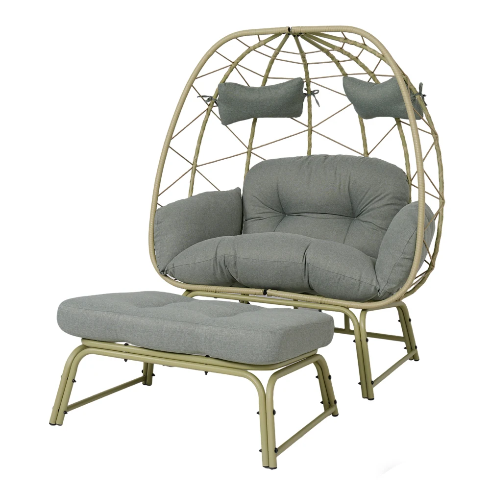 Double Patio Egg Chair with Ottoman, Wicker Outdoor 2-Person Lounge with Footrest for Balcony, Garden & Backyard
Double Patio Egg Chair with Ottoman, Wicker Outdoor 2-Person Lounge with Footrest for Balcony, Garden & Backyard