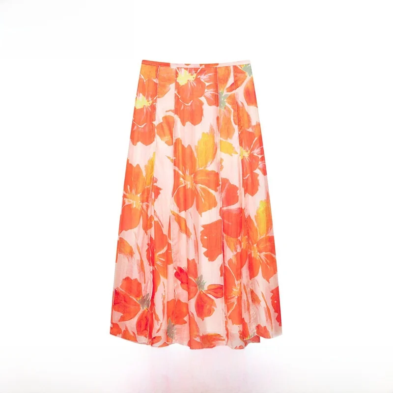 Fashionable Floral Print Midi Skirt Women's New Arrival Spring Summer Standard Fit A-Line Skirt Polyester Fabric Midi Skirt
Fashionable Floral Print Midi Skirt Women's New Arrival Spring Summer Standard Fit A-Line Skirt Polyester Fabric Midi Skirt