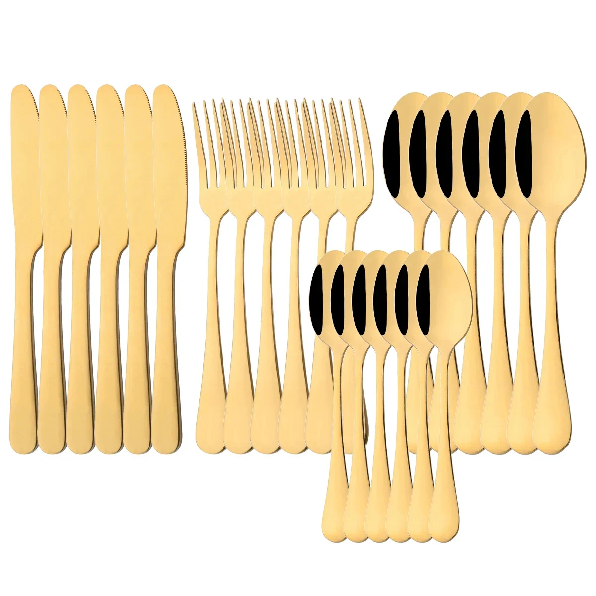 24Pcs Tableware Dinnerware Set Western Gold Cutlery Set Stainless Steel Fork Knife Teaspoon Dinner Kitchen Flatware Set
24Pcs Tableware Dinnerware Set Western Gold Cutlery Set Stainless Steel Fork Knife Teaspoon Dinner Kitchen Flatware Set