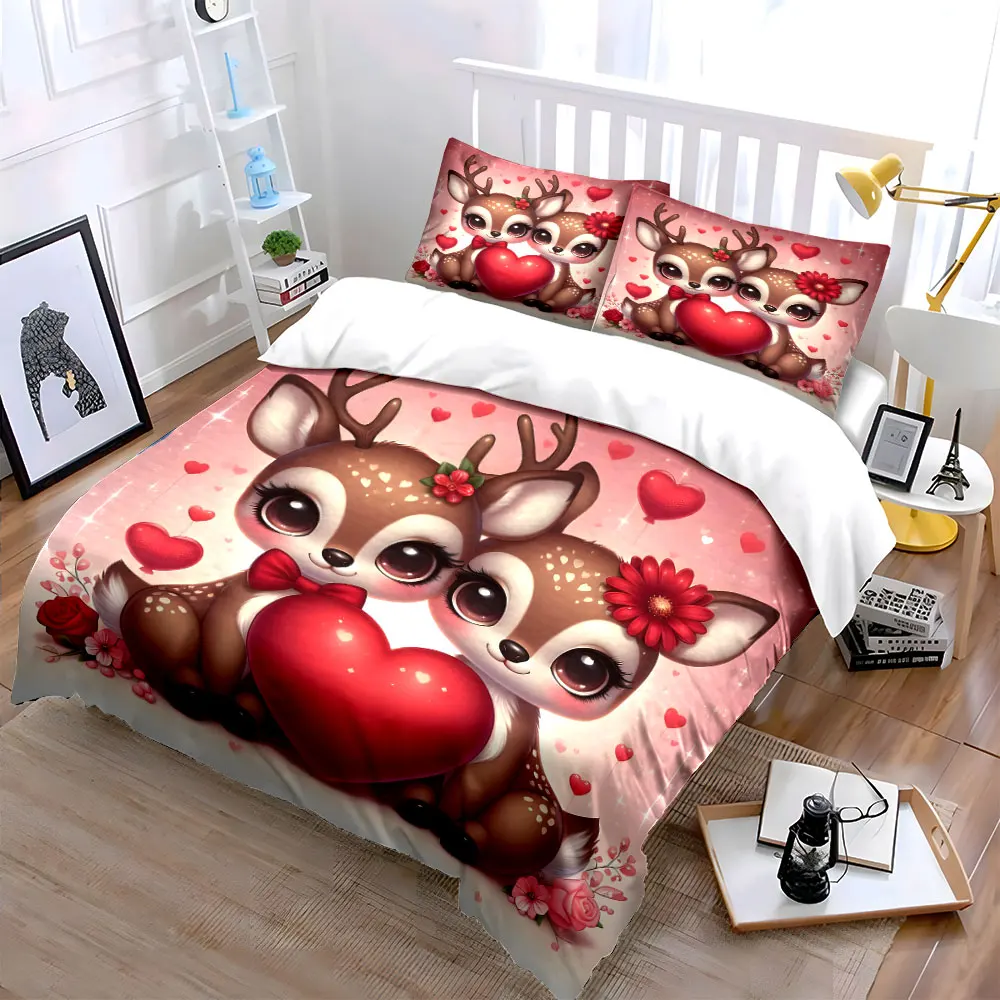 "Romantic Deer Couple Gift Set" kid's and adults' bedroom decor, Exquisite three-piece bedding set gift
"Romantic Deer Couple Gift Set" kid's and adults' bedroom decor, Exquisite three-piece bedding set gift