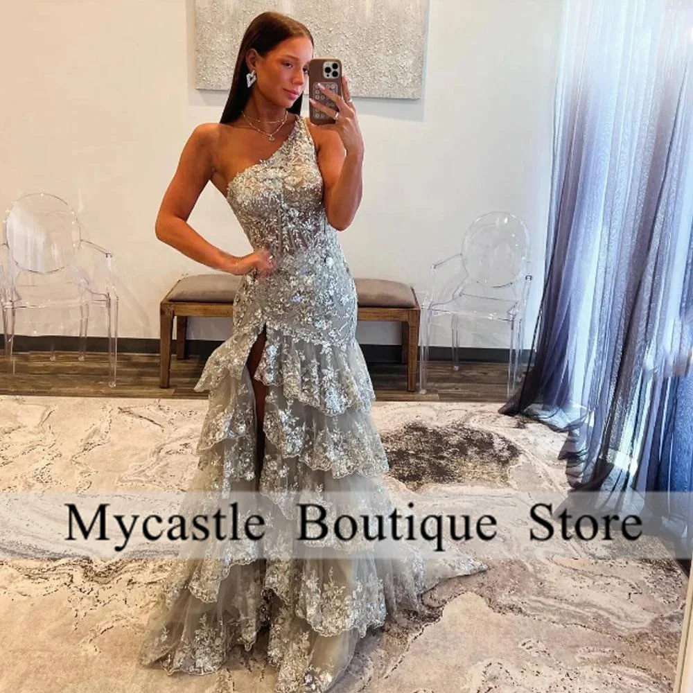 Elegant One Shoulder Sequin Evening Dress High Side Slit For Women Prom Dress Graduation Party Gown Customized
Elegant One Shoulder Sequin Evening Dress High Side Slit For Women Prom Dress Graduation Party Gown Customized
