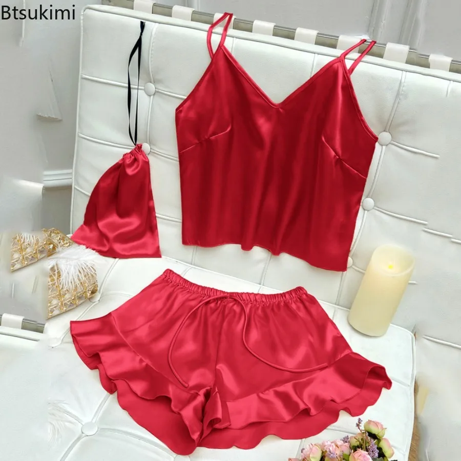 Fashion Solid Color Sexy Underwear Set Women's 2 Pieces Sleepwear Pyjamas Silk Satin Bellyband Cami Top and Shorts Pajamas Lady
Fashion Solid Color Sexy Underwear Set Women's 2 Pieces Sleepwear Pyjamas Silk Satin Bellyband Cami Top and Shorts Pajamas Lady
