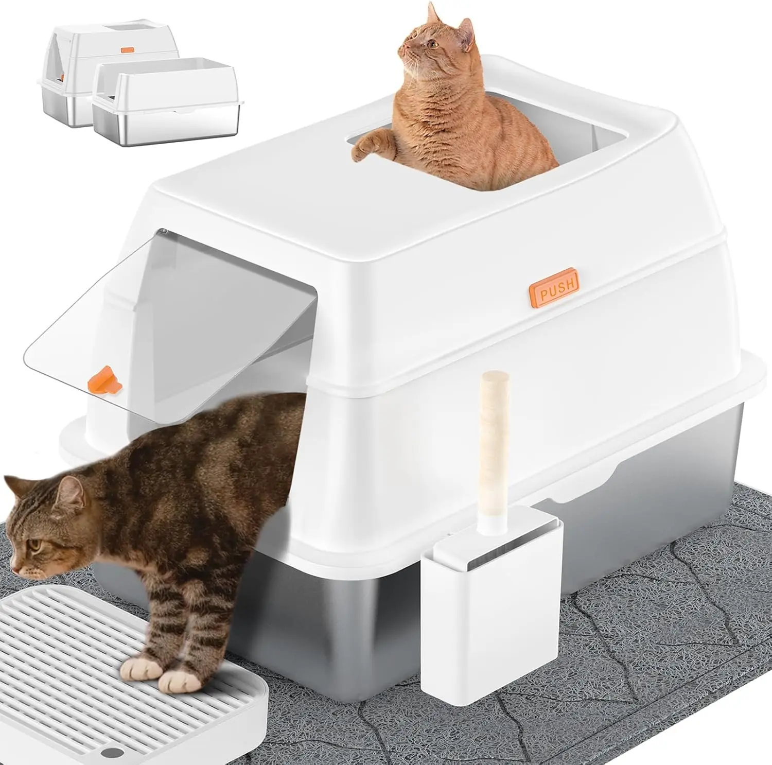 Stainless Steel Litter Box with Lid, Extra Large Top Entry Cat Box for Big Cats, Anti-Leakage, Easy Clean, Scoop & Mat
Stainless Steel Litter Box with Lid, Extra Large Top Entry Cat Box for Big Cats, Anti-Leakage, Easy Clean, Scoop & Mat