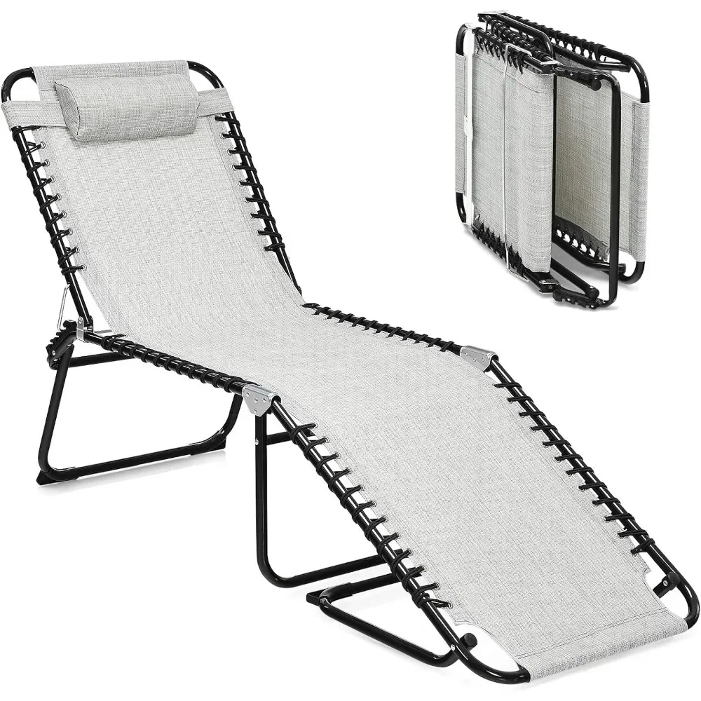 Adjustable Chaise Lounge, Folding Lightweight Patio Recliner with Removable Pillow, Poolside Beach Sunbathing Chair for Outdoor
Adjustable Chaise Lounge, Folding Lightweight Patio Recliner with Removable Pillow, Poolside Beach Sunbathing Chair for Outdoor