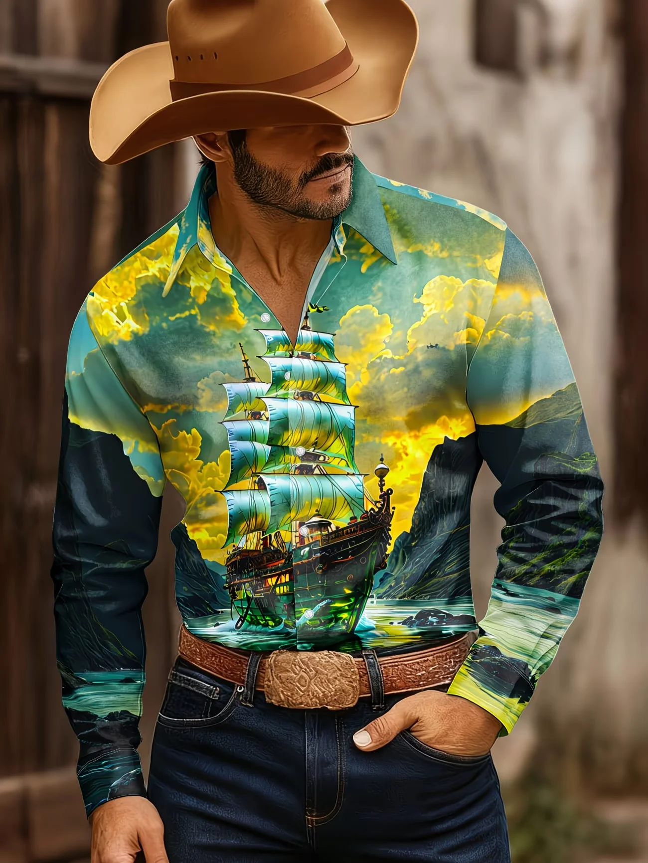 New color blocked totem horse head 3D printed men's long sleeved shirt with collar and trendy cool shirt
New color blocked totem horse head 3D printed men's long sleeved shirt with collar and trendy cool shirt