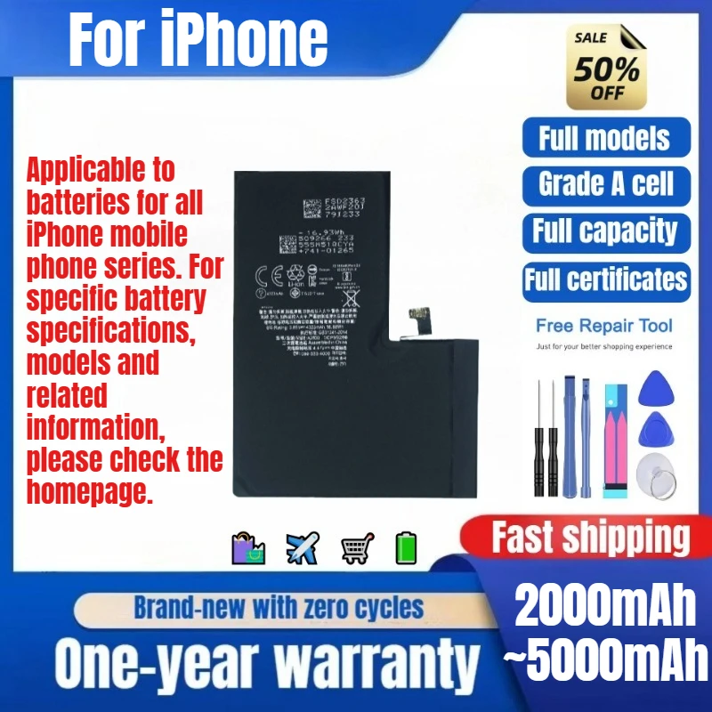 Battery for IPhone 8/X/XS/XSM/11/11Pro/11PM/12/12Pro/12PM/13/13mini/13Pro/13PM/14/14Pro/14PM/15/15P/15Pro/15PM/16/16P/16Pro/16PM
Battery for IPhone 8/X/XS/XSM/11/11Pro/11PM/12/12Pro/12PM/13/13mini/13Pro/13PM/14/14Pro/14PM/15/15P/15Pro/15PM/16/16P/16Pro/16PM