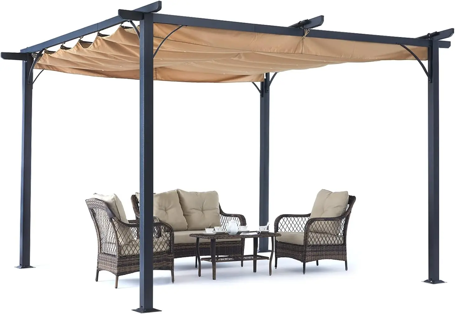 ABCCANOPY Patio Pergola 10x10 - Outdoor Sun Shade Canopy with Retractable Shade for Garden Porch Backyard (Khaki)
ABCCANOPY Patio Pergola 10x10 - Outdoor Sun Shade Canopy with Retractable Shade for Garden Porch Backyard (Khaki)