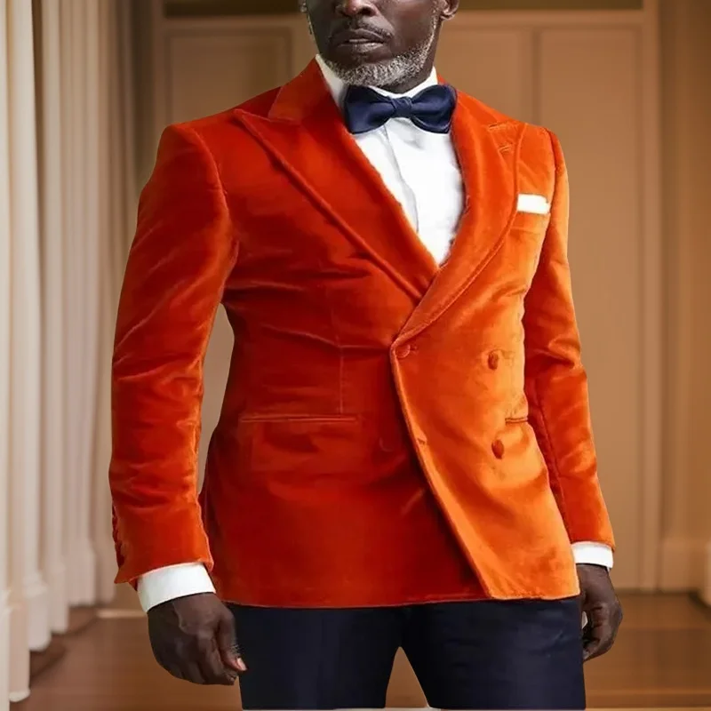 African Men Suits Slim Fit 2024 Double Breasted Peak Lapel Velvet Groom Tuxedos for Wedding Male Costume 2 Pcs (Jacket + Pants)
African Men Suits Slim Fit 2024 Double Breasted Peak Lapel Velvet Groom Tuxedos for Wedding Male Costume 2 Pcs (Jacket + Pants)
