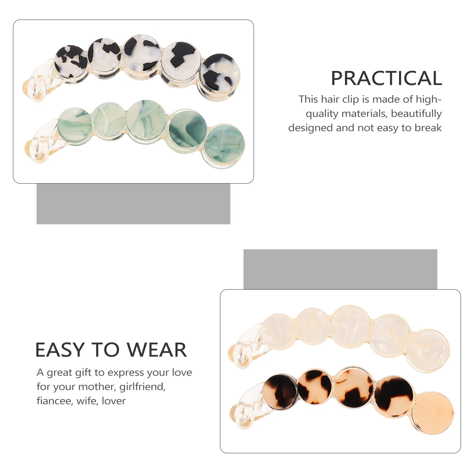 4 Pcs Round Hair Clips Acetate Accessories Women Barrette Decorative Lady Hairpin For Short Long Hair Hairstyles Wedding Gifts
4 Pcs Round Hair Clips Acetate Accessories Women Barrette Decorative Lady Hairpin For Short Long Hair Hairstyles Wedding Gifts