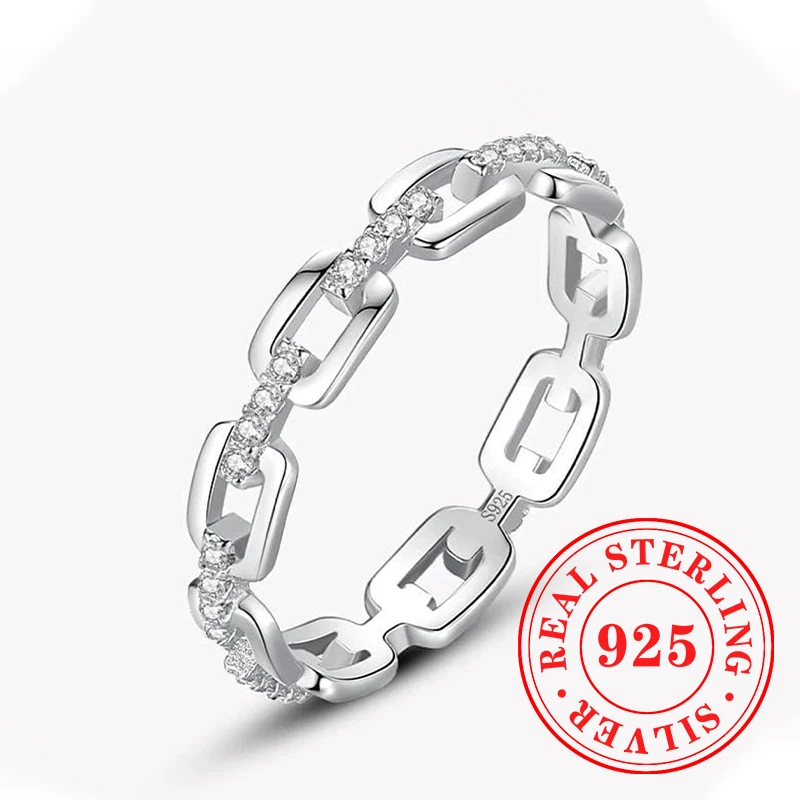 Huitan Chic 925 Sterling Silver Chain Link Design Rings Fashion Female Shiny CZ Rings for Engagement Party Stylish Fine Jewelry
Huitan Chic 925 Sterling Silver Chain Link Design Rings Fashion Female Shiny CZ Rings for Engagement Party Stylish Fine Jewelry
