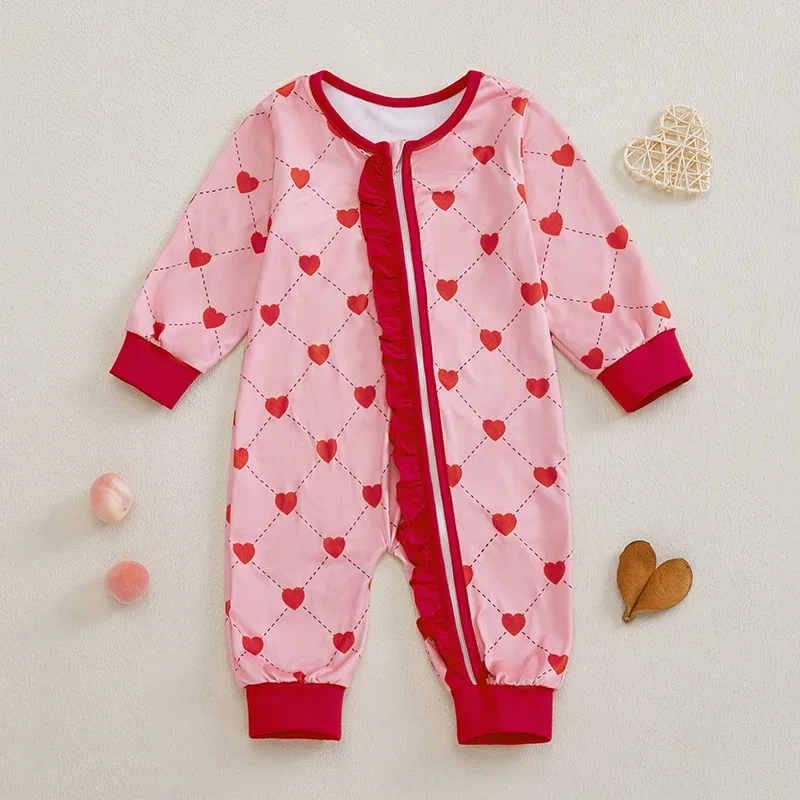 Newborn Baby Girls Valentine's Day Romper Long Sleeve Round Neck Heart Print Oblique Zipper Jumpsuit Playsuit Baby Clothes
Newborn Baby Girls Valentine's Day Romper Long Sleeve Round Neck Heart Print Oblique Zipper Jumpsuit Playsuit Baby Clothes