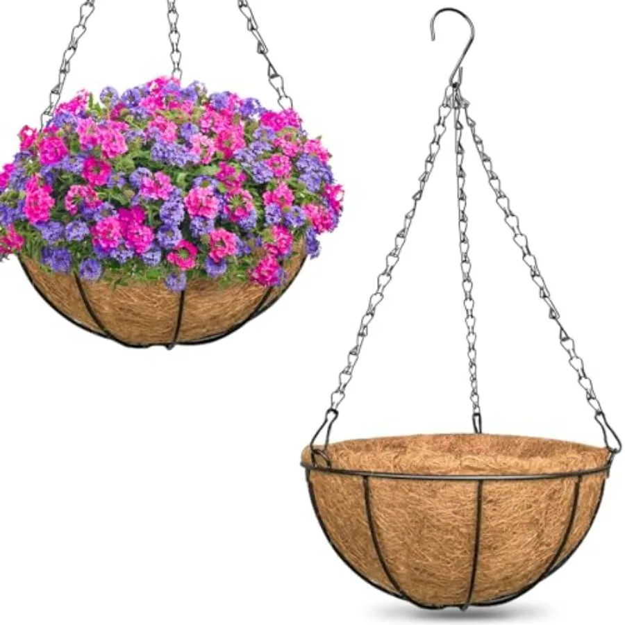 for Plants Outdoor, Metal Wire Round Planters with Coco Ler, Hangg Flower Baskets for Home Garden Porch Balcony Railgs Decor
for Plants Outdoor, Metal Wire Round Planters with Coco Ler, Hangg Flower Baskets for Home Garden Porch Balcony Railgs Decor